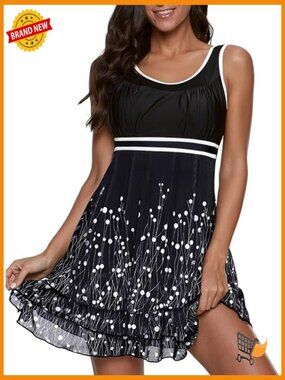 Plus Size Tankini Set with Boy Shorts Tummy Control Swimwear